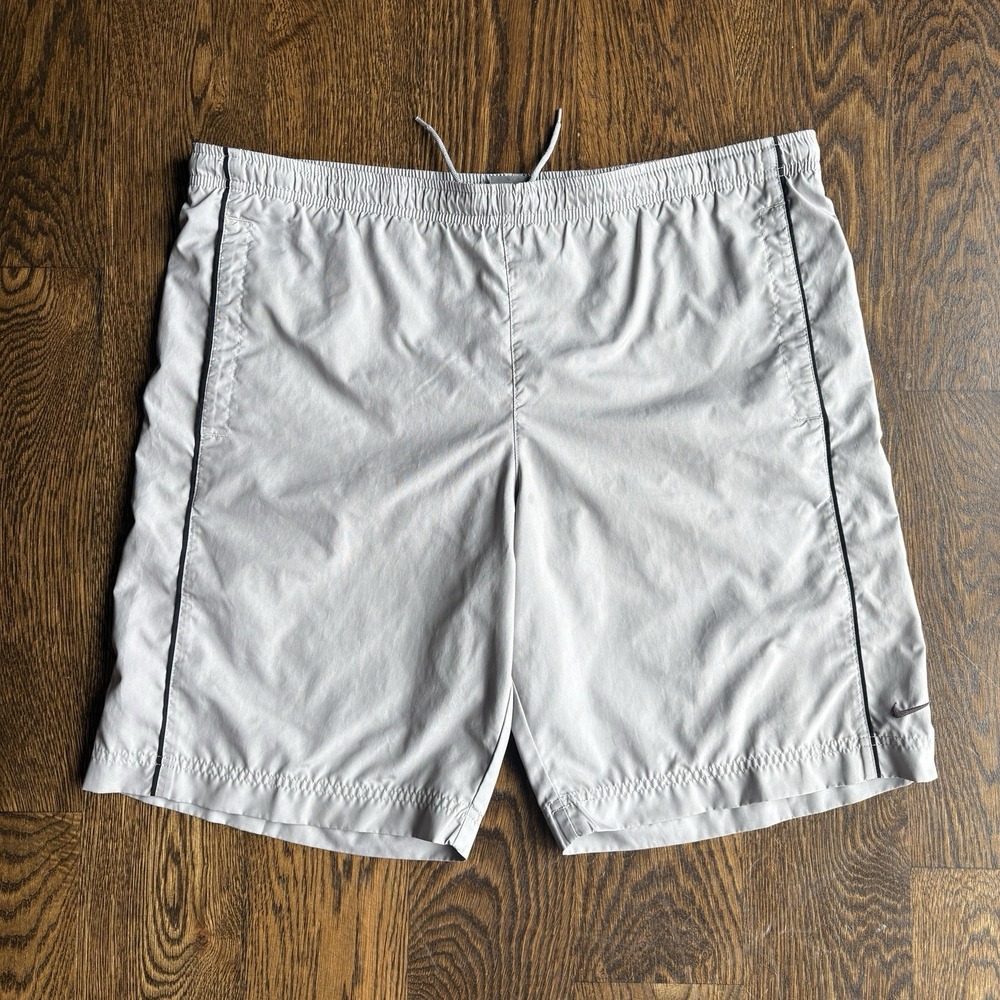 Vintage Nike Y2K Grey Swim Trunks Mesh Lined Volley Shorts Mens M Mini Swoosh